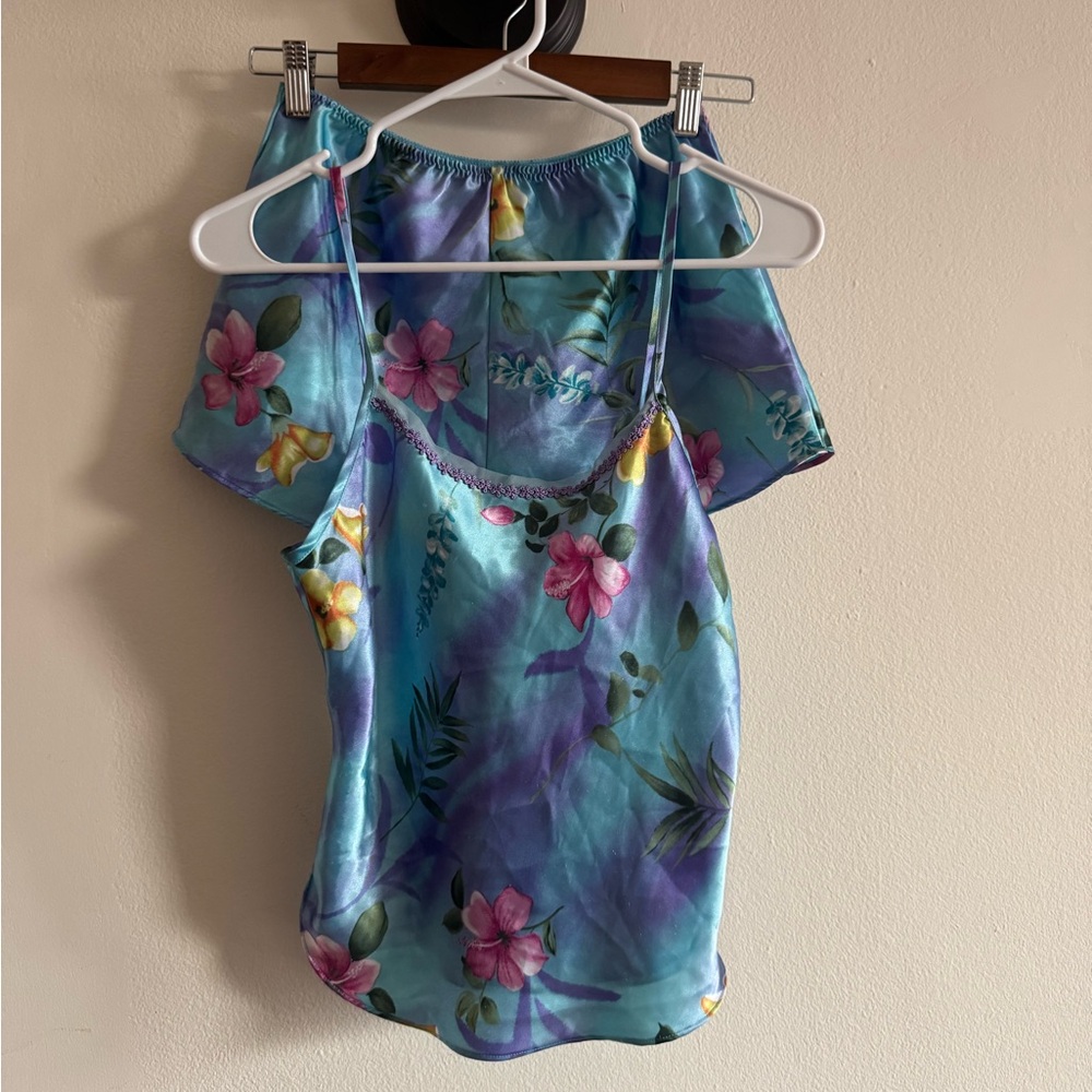 Floral Blue and Pink Camisole Top